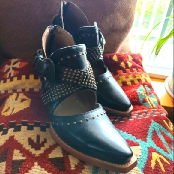 Ariat Navy Studded Ankle Booties - Picture 2 of 8